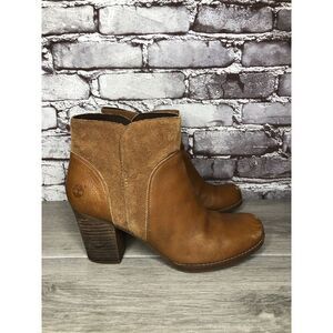 Timberland A1623 A0560 Brown Leather Suede Heel Booties Boots Women’s 8M US/39EU